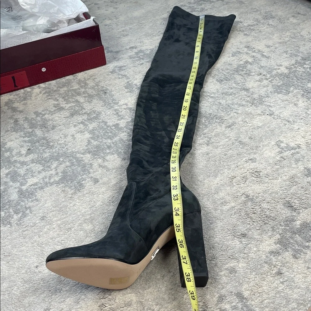 NIB Tamara Mellon Helmut Over The Knee Stretch Suede Boots Dark Grey Gray 40